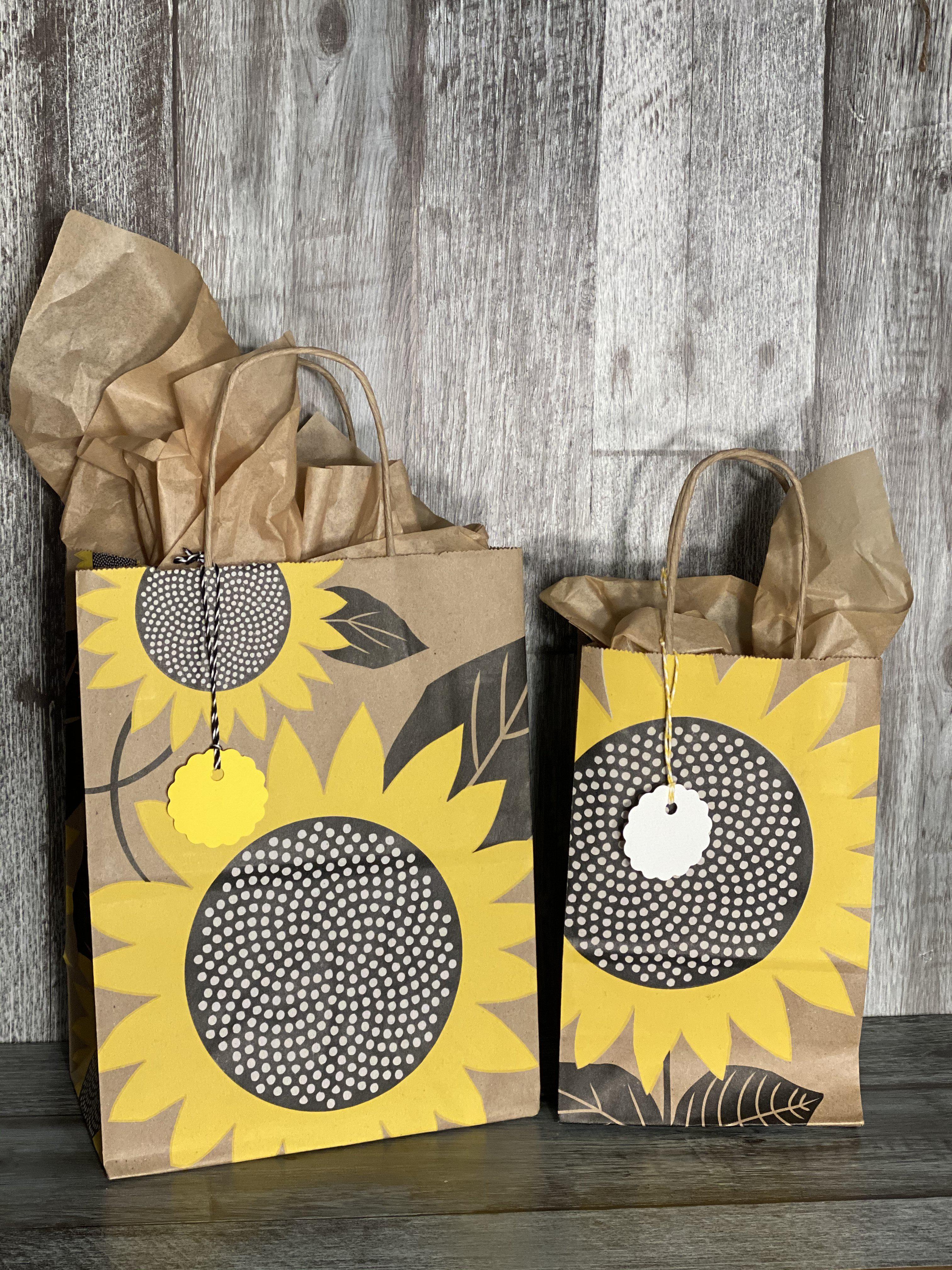 Gift Baskets by Debbie Yellow Sunflower Gift Bags Tissue Paper Tags All Occasion 3 Sets