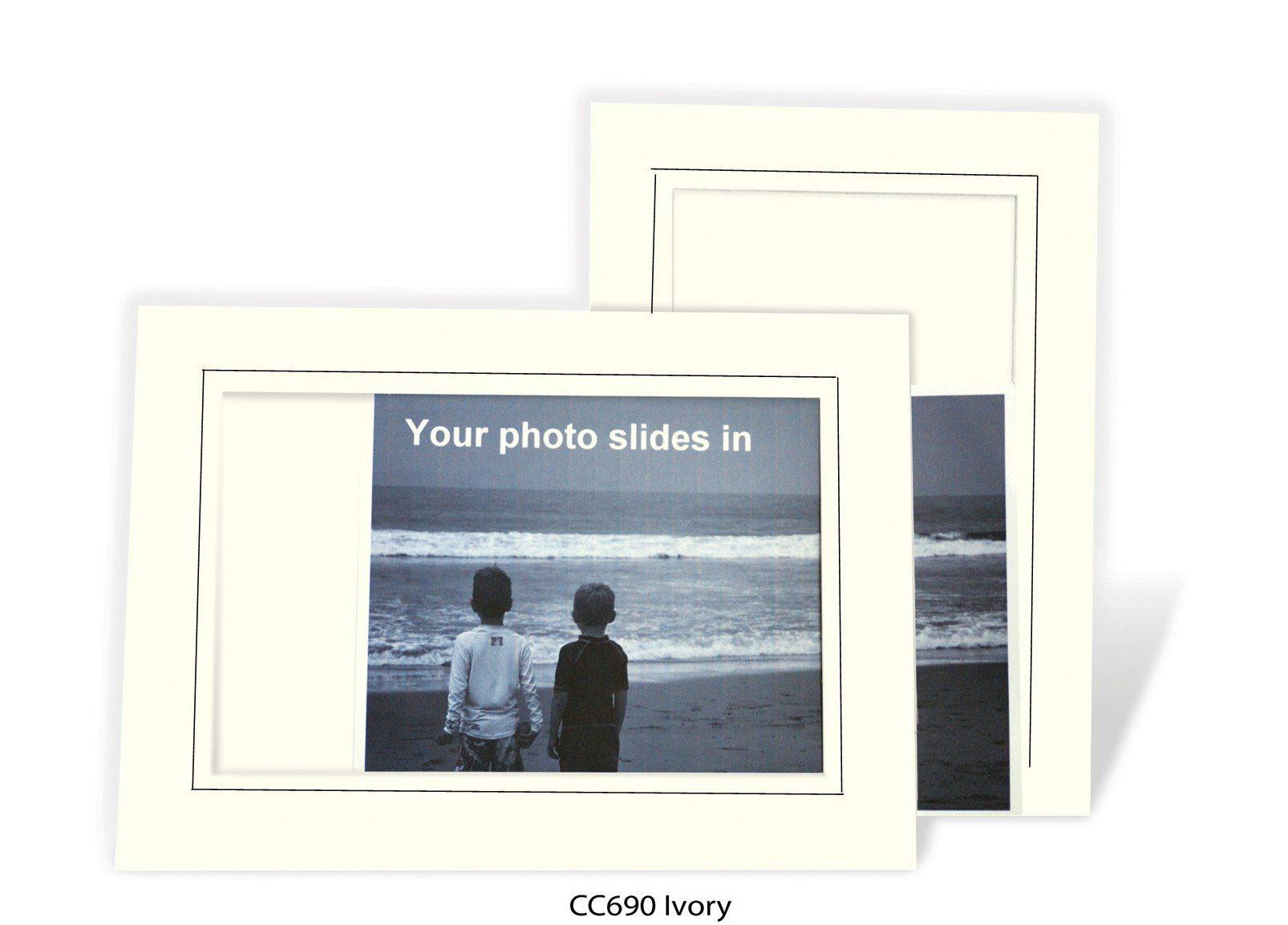 Ivory (with black ruled border) #CC690-B-Photo note cards-Plymouth Cards