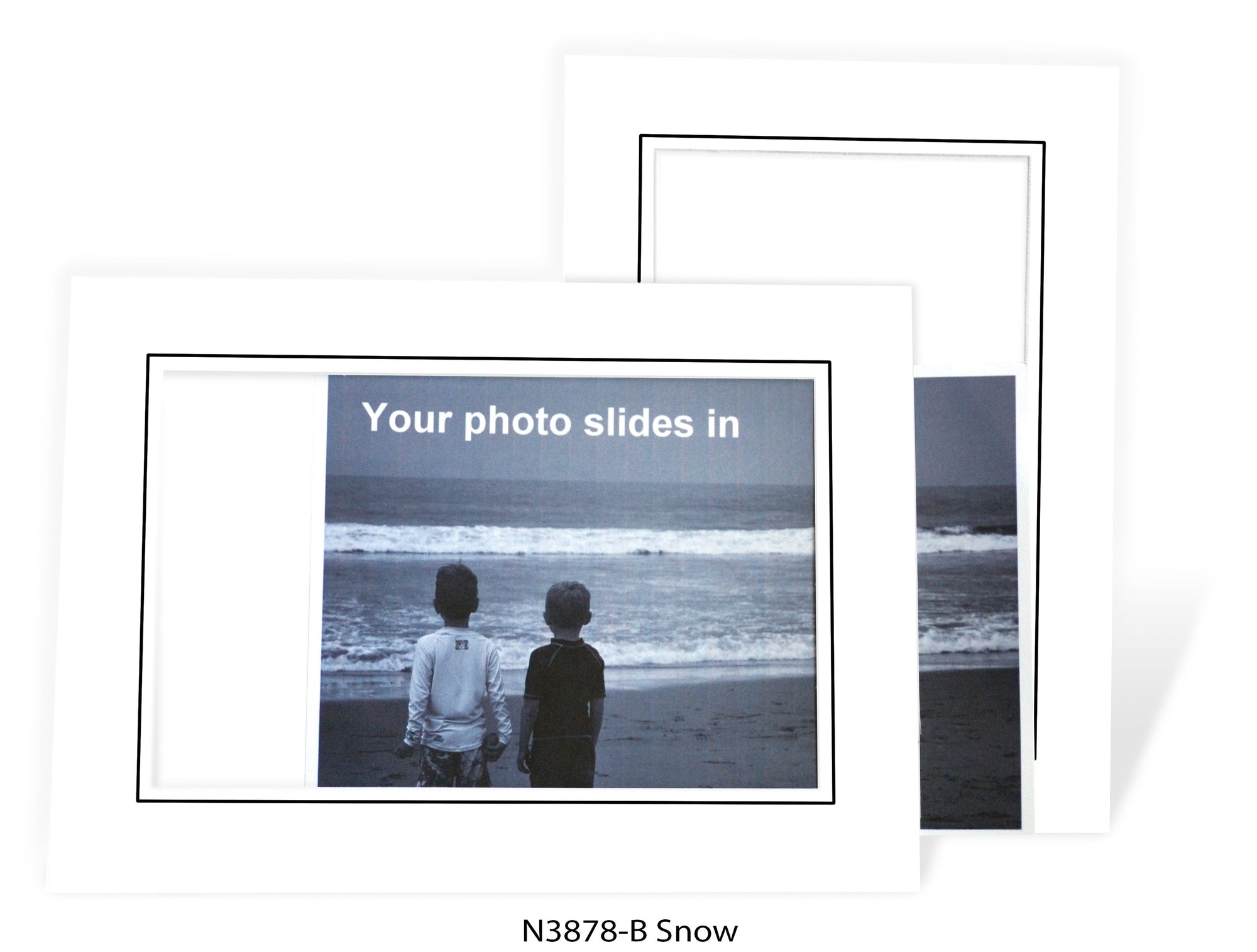 Snow (with black ruled border) #N3878-B-Photo note cards-Plymouth Cards