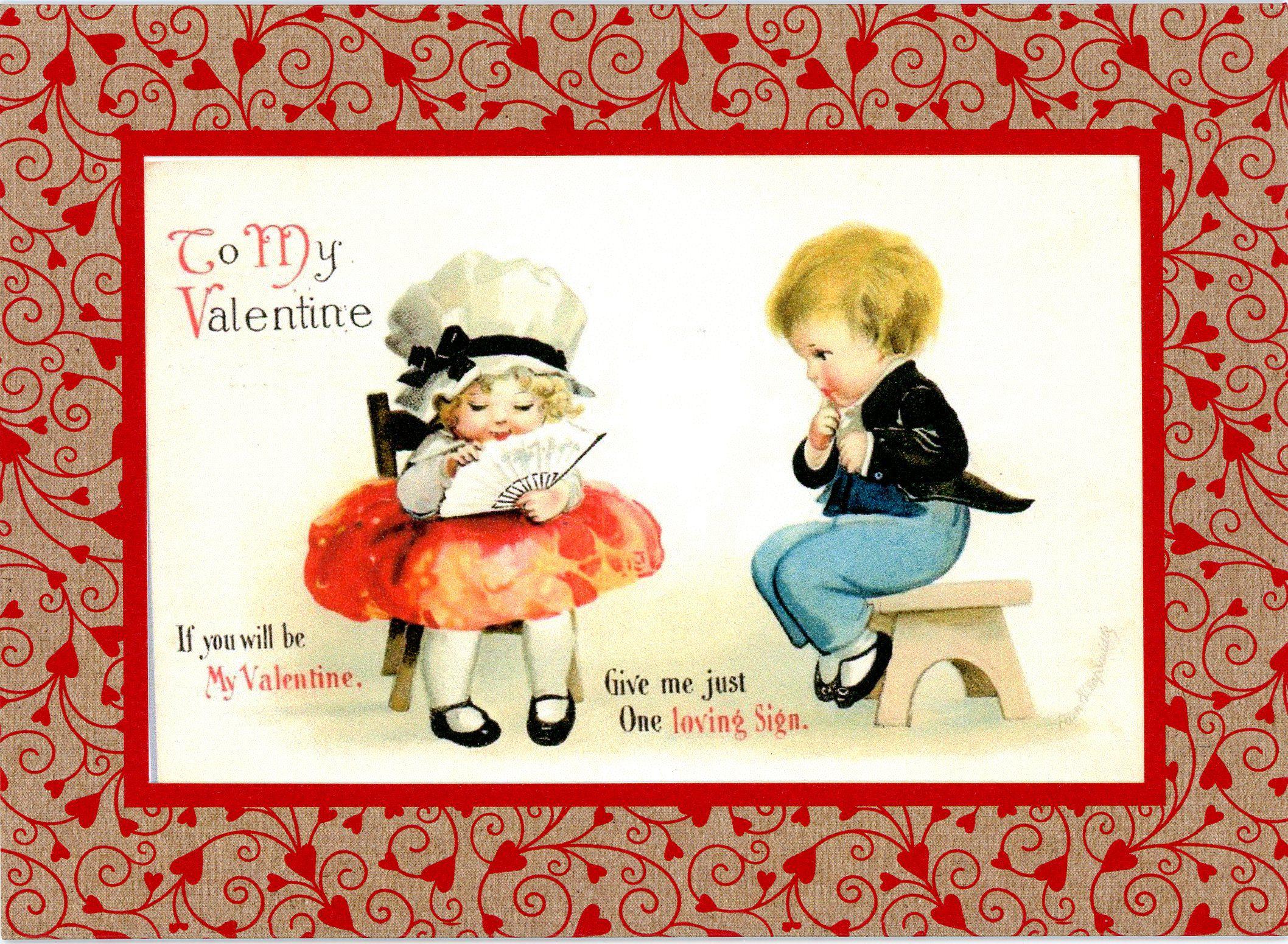 Vintage Valentine's Day Cards with Envelopes and Stickers
